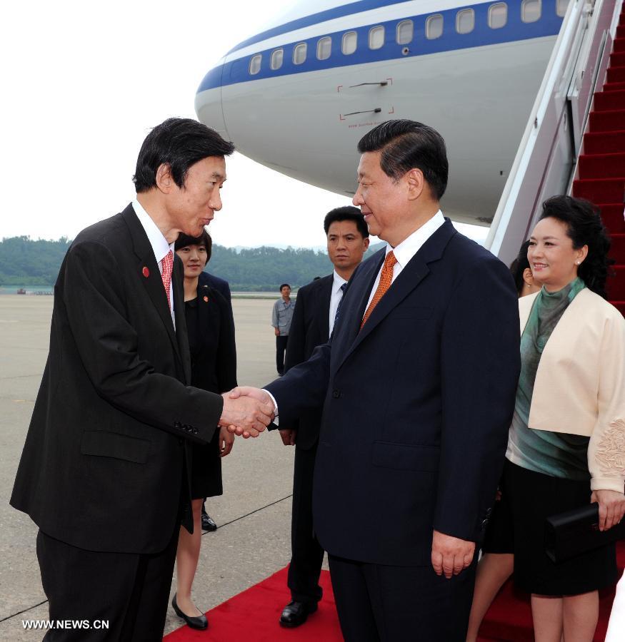 Arrivée du président chinois à Séoul pour une visite d'Etat en Corée du Sud