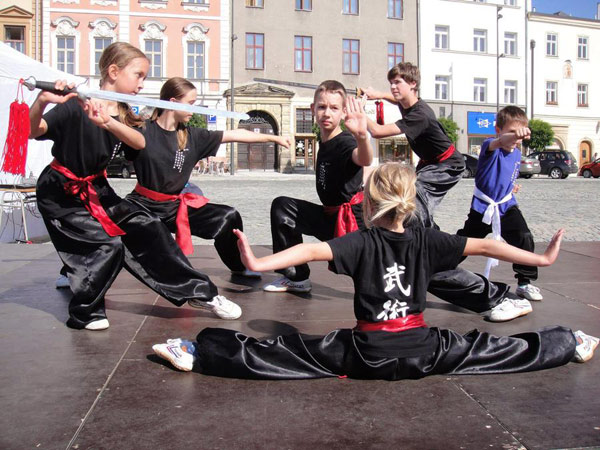 Les amateurs de Kungfu ont présenté cet art martial chinois, lors d'une activité organisée par l'Université Palacky à Prague (République tchèque) le 24 septembre 2014, pour célébrer la Journée internationale des Instituts de Confucius du 27 septembre. 