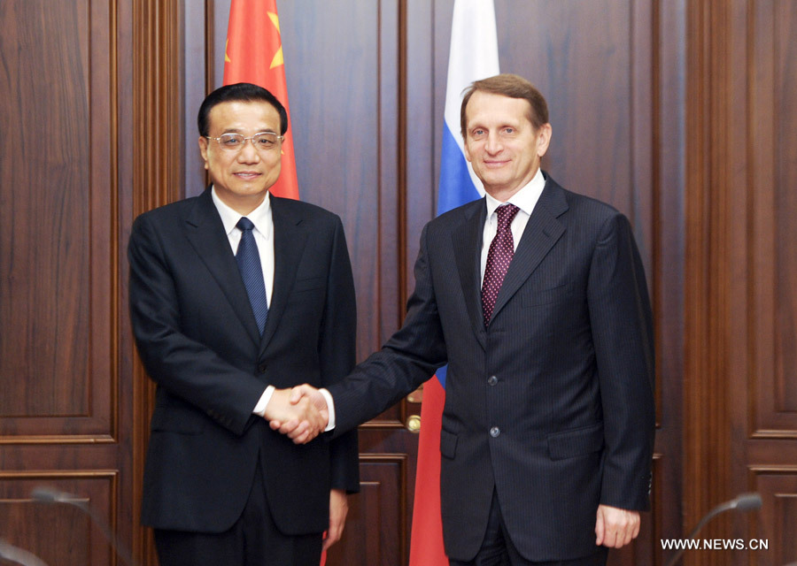 Li Keqiang rencontre le président de la Douma d'Etat de Russie
