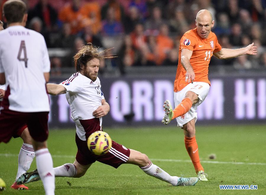 Euro-2016/4e journée des éliminatoires - Les Pays-Bas écrasent la Lettonie (6-0)