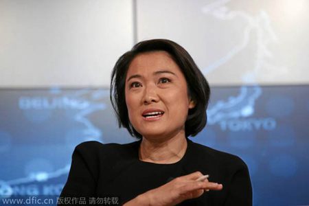 Zhang Xin, Directrice général et co-fondatrice de SOHO China, prise en photo lors de la session « Contexte d’une nouvelle croissance » au Forum de Davos, le 21 janvier 2015. [Photo/IC]