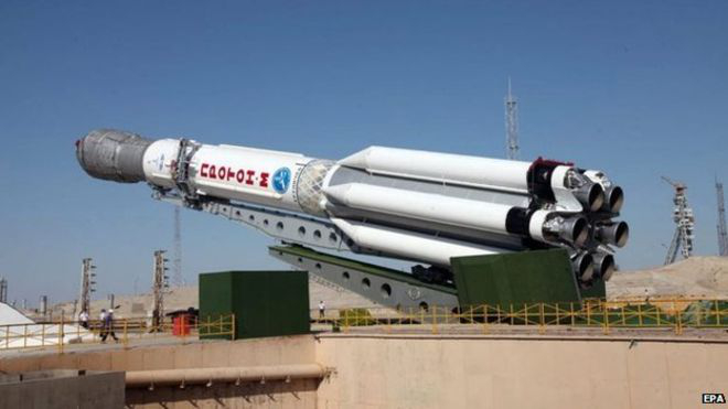 Une fusée Proton M à Baikonour.