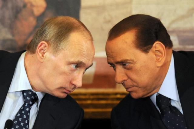 Vladimir Poutine et Silvio Berlusconi.