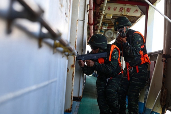 Exercice anti-détournement maritime pour les commandos « Léopard des neiges » et Faucon »