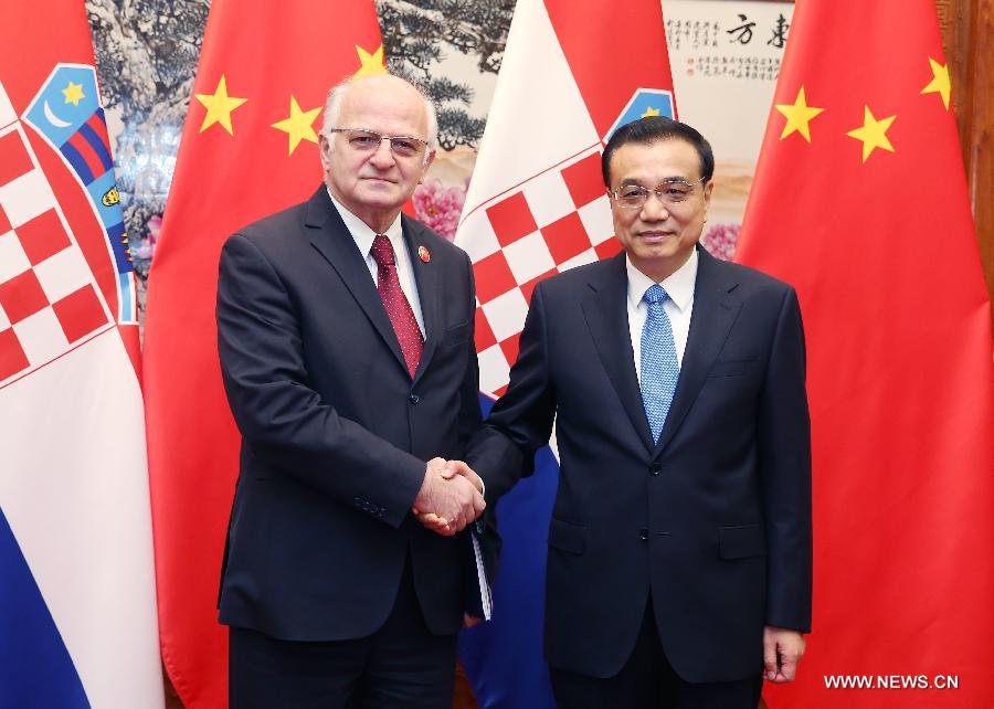 Le PM chinois recontre le président du Parlement croate