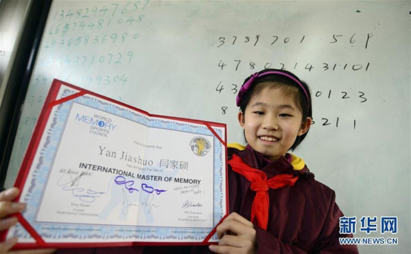 Une jeune Chinoise de 10 ans, championne du monde de la mémoire