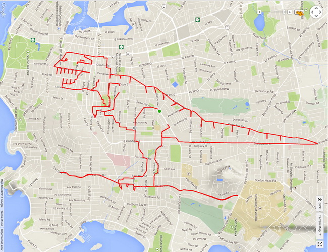 Quelle imagination ! Un artiste canadien utilise ses parcours par GPS pour créer des dessins