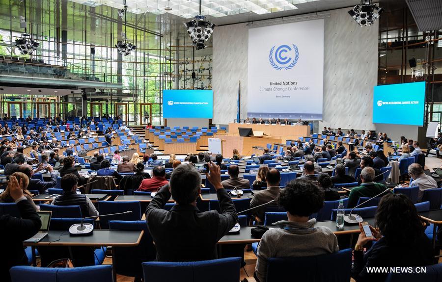 Des représentants participent à la Conférence de Bonn sur le changement climatique à Bonn en Allemagne, le 27 mai 2016. (Xinhua/Tang Zhiqiang)