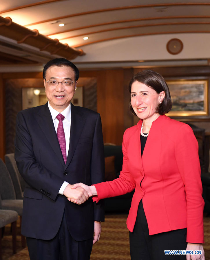 Le Premier ministre chinois demande le renforcement de la coopération avec la Nouvelle-Galles du Sud
