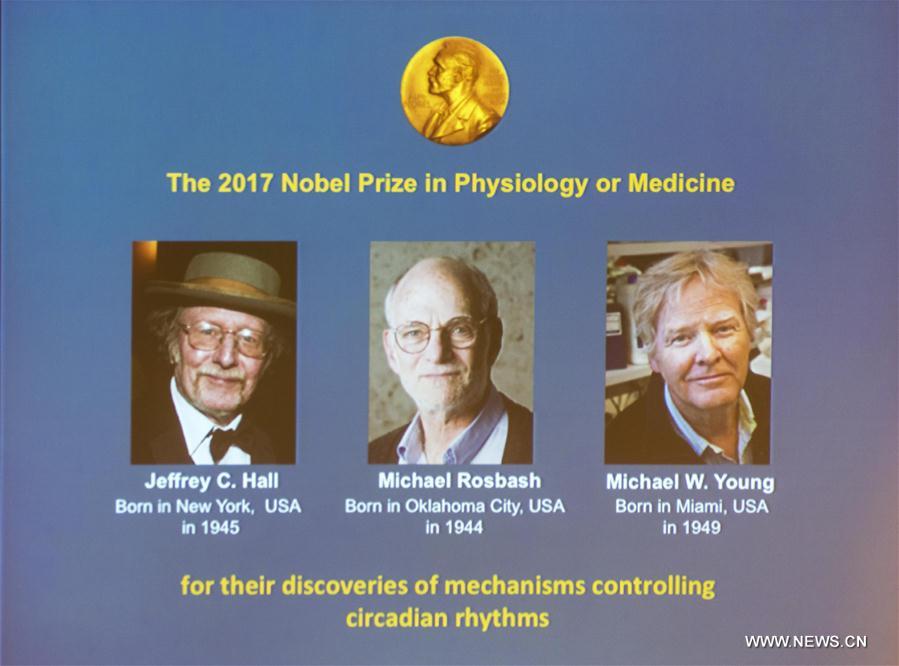 Trois scientifiques reçoivent le prix Nobel 2017 de physiologie ou médecine
