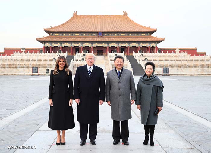 Xi Jinping et Donald Trump visitent les trois salles principales de la Cité interdite