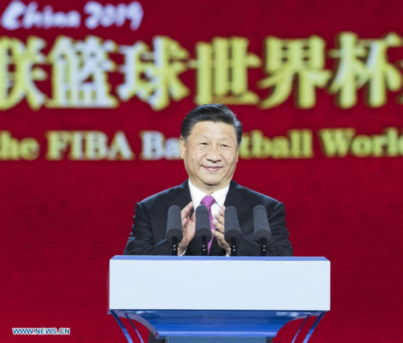 Xi Jinping assiste à la cérémonie d'ouverture de la Coupe du monde de basket-ball FIBA 2019