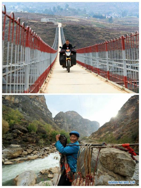 Le téléphérique remplacé par un pont le long de la rivière Niulan