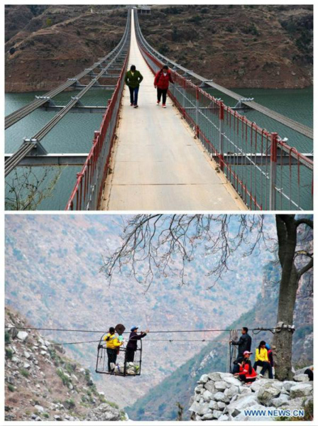 Le téléphérique remplacé par un pont le long de la rivière Niulan