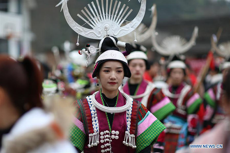 Guizhou : des villageois assistent à la célébration annuelle du lusheng dans le comté de Danzhai 