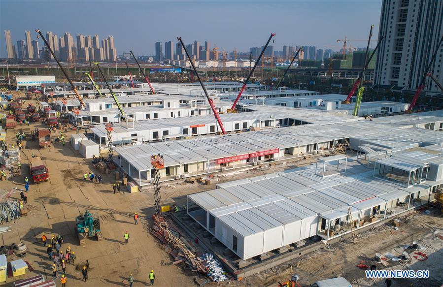 Chantier de construction de l'Hôpital Leishenshan