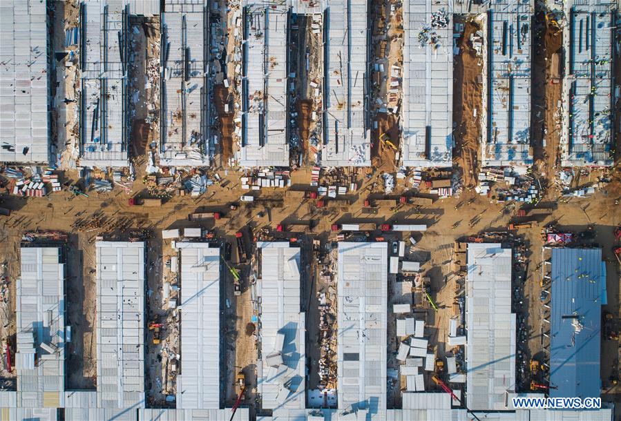 Chantier de construction de l'Hôpital Leishenshan