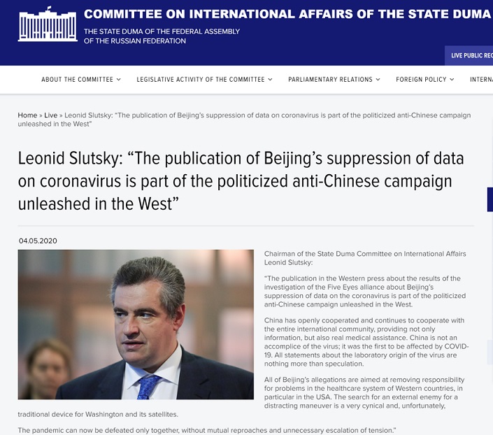 Pour la Russie, affirmer que des données sur le coronavirus ont été supprimées par Beijing fait partie de la campagne politisée anti-chinoise de l'Occident