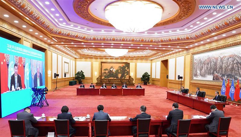 Xi Jinping et le secrétaire général de l'ONU tiennent une vidéoconférence