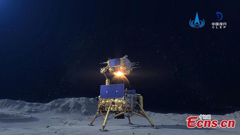 Le véhicule de remontée de Chang'e-5 entre sur son orbite lunaire prévue