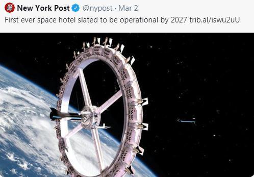 Le premier hôtel dans l'espace pourrait voir le jour en 2027