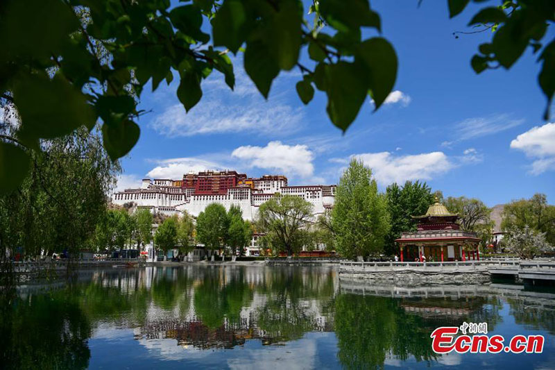 Photo prise le 29 avril 2021 montrant le Palais du Potala à Lhassa, capitale de la région autonome du Tibet (sud-ouest de la Chine).  (Gongga Laisong / China News Service)