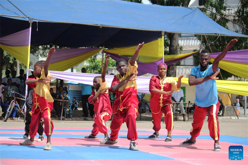 Un spectacle d'arts martiaux chinois donné lors d'une cérémonie de remise de diplômes à Cotonou, au Bénin