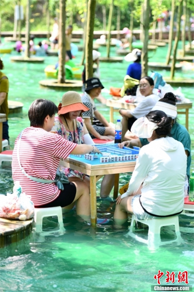 A Chengdu, on joue au « mahjong sur l'eau » pour profiter de la fraîcheur de l'été