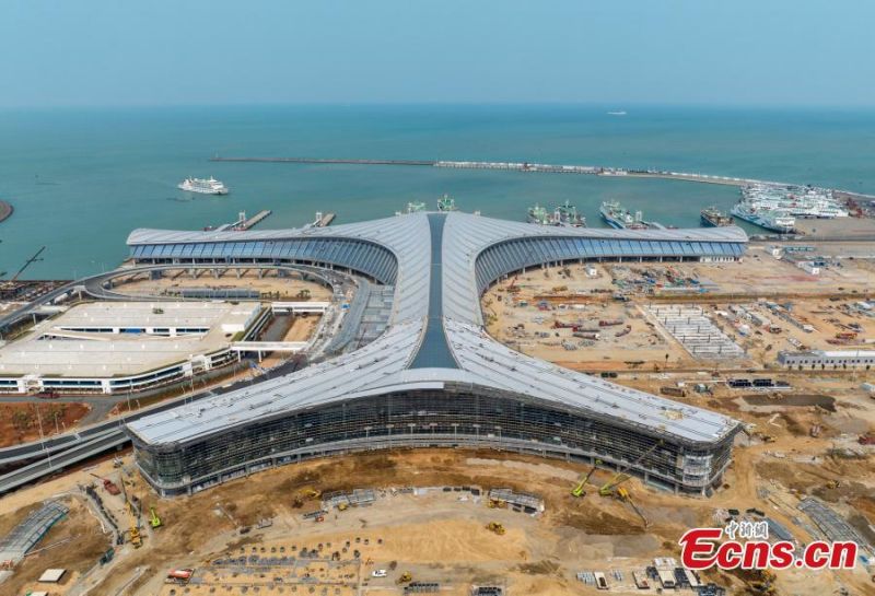 Hainan : le terminal de ferry de Xinhai en construction à Haikou