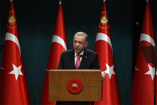 Le président turc Recep Tayyip Erdogan prononce un discours à Ankara, en Turquie, le 10 mars 2023. (Xinhua/Mustafa Kaya)