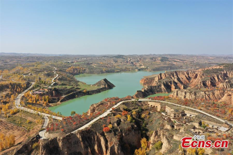 Les magnifiques paysages d'automne du Géoparc de lœss de Mahuangliang, dans le canton de Mahuangliang de la ville de Yulin, dans la province du Shaanxi (nord-ouest de la Chine). (Xie Jing / China News Service)