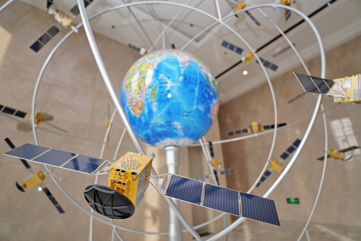 Un modèle du système de navigation par satellite Beidou. (Photo d