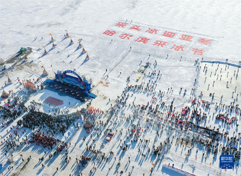 Coup d'envoi du festival de la récolte de la glace à Harbin