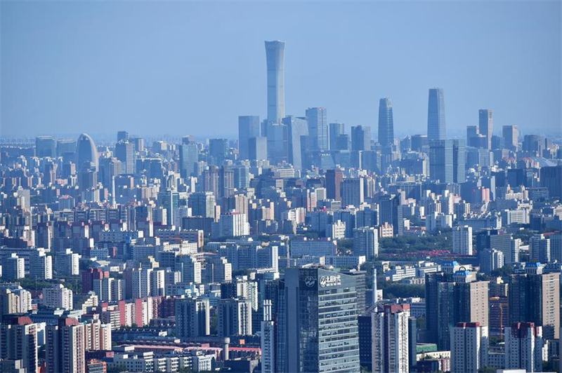Vue aérienne des gratte-ciels dans le quartier central des affaires (CBD) à Beijing, capitale chinoise, le 9 septembre 2020. (Photo : Chen Zhonghao)