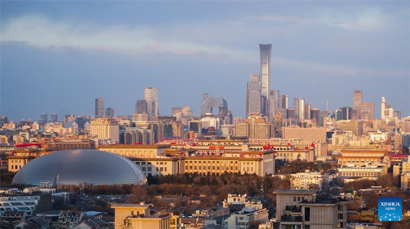 Une vue du Grand Palais du Peuple niché au cœur d'ensembles architecturaux à Beijing