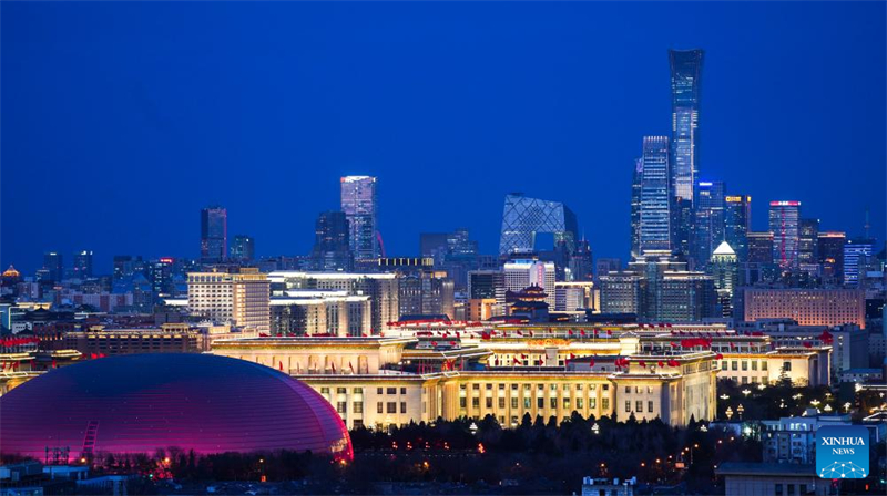 Une vue du Grand Palais du Peuple niché au cœur d'ensembles architecturaux à Beijing