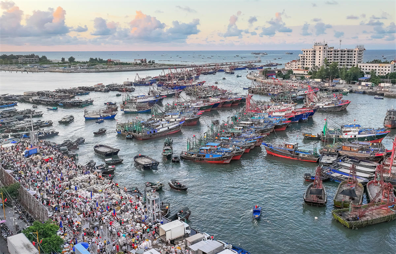 Guangxi : les transactions sur le port et le quai de pêche de Beihai battent leur plein