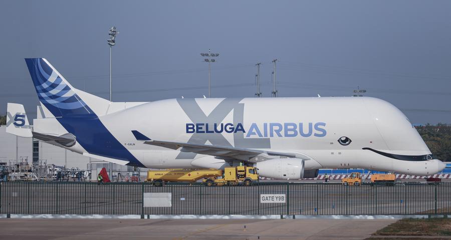 L'Airbus BelugaXL à l'Aéroport international Binhai de Tianjin, dans le nord de la Chine, le 11 octobre 2024. (Photo : Ma Zhiwei)