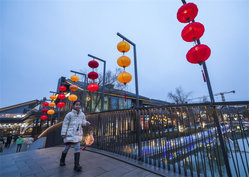 Zhejiang : des lanternes ornées à Jiaxing pour célébrer la prochaine fête des Lanternes