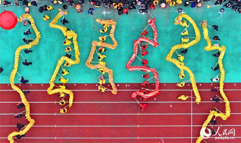 Jiangxi : une danse du Dragon folklorique pour célébrer la Fête des Lanternes à Zhangshu