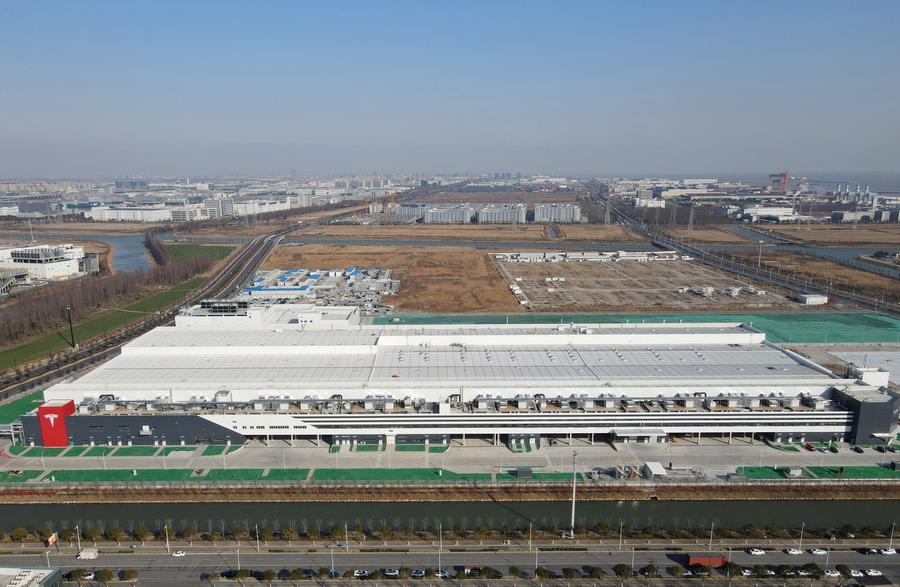 La méga-usine du constructeur automobile américain Tesla, à Shanghai, dans l'est de la Chine, le 8 février 2025. (Photo : Fang Zhe)