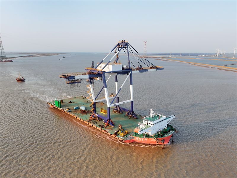 Shandong : la première grue de quai pour conteneurs de grande taille de la zone portuaire de Tao'erhe inaugurée à Binzhou