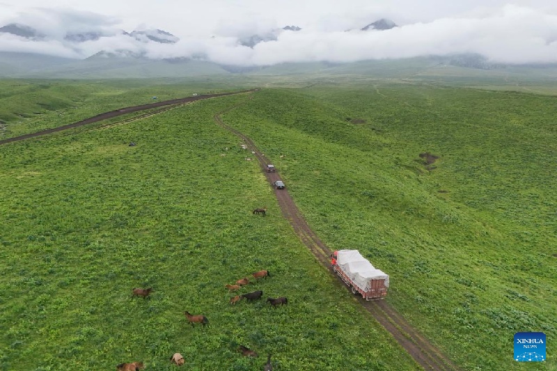 Xinjiang :  la transhumance d'été d'un berger et de son troupeau