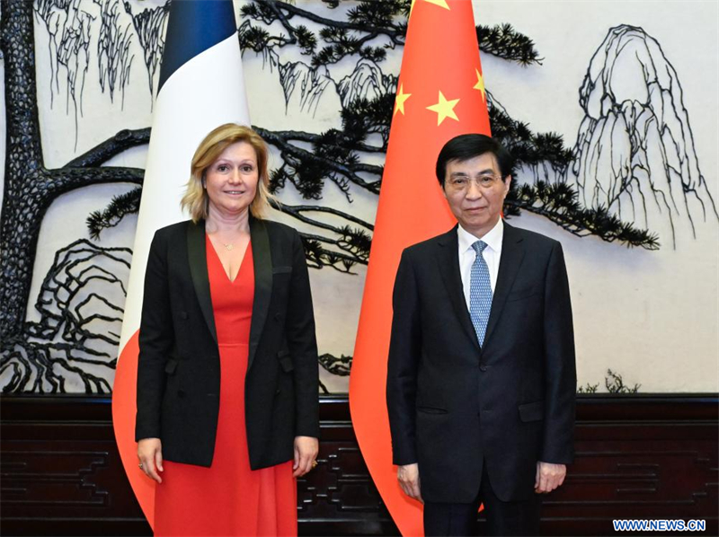 Le plus haut conseiller politique chinois rencontre la présidente de l'Assemblée nationale française