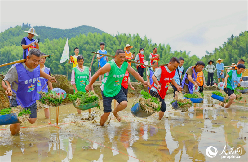 Jiangxi : une rencontre sportive amusante dans des champs en terrasses à Chongyi