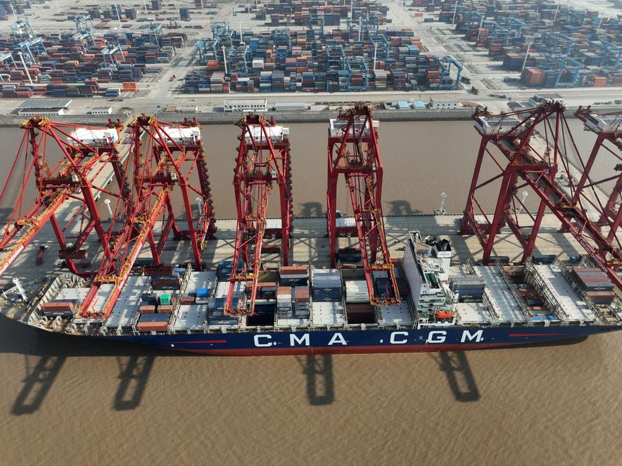 Vue du terminal à conteneurs du port Ningbo-Zhoushan, dans la province du Zhejiang (est de la Chine) (Zou Xunyong / Xinhua)