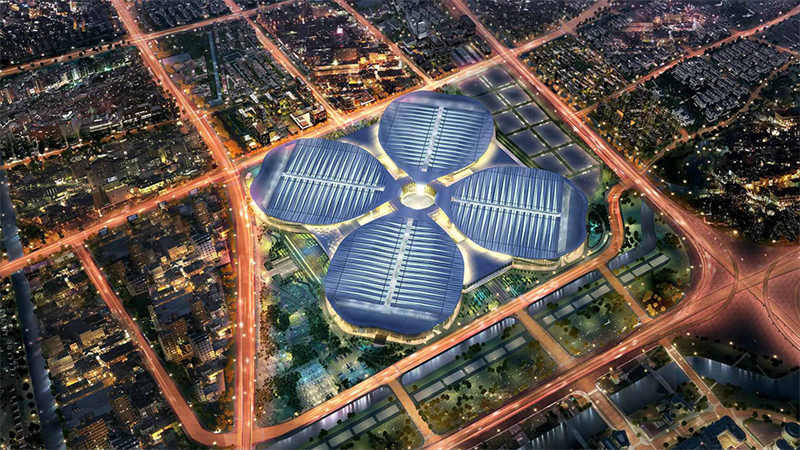 Le Centre national des expositions et des congrès de Shanghai, qui accueillera la CIIE. (Photo/site Internet officiel de la CIIE)