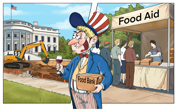 Commentaire illustré sur le shutdown du gouvernement américain : un contraste saisissant