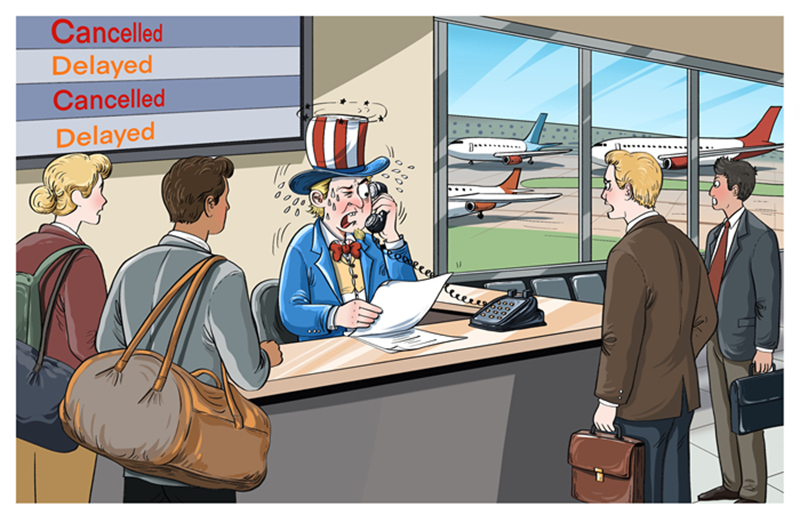 Commentaire illustré de la durée record du shutdown du gouvernement américain : « cloué au sol »