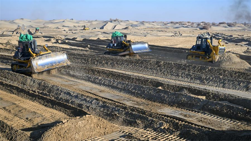 Xinjiang : les agriculteurs locaux luttent contre la désertification dans le comté de Moyu